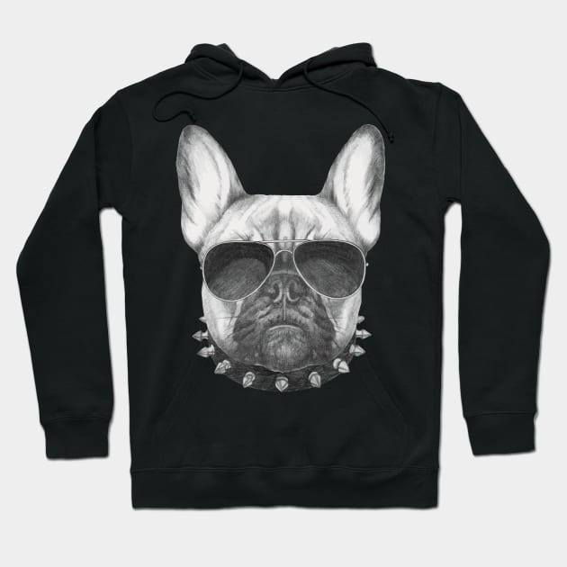 French Bulldog with collar and sunglasses Hoodie by AnimalsFashion